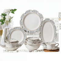 Service de table en porcelaine émaillée de luxe européen 4 pièces, motif Joyeux et Porte-Bonheur, durable, compatible lave-vaisselle, compatible congélateur, anti-fuite