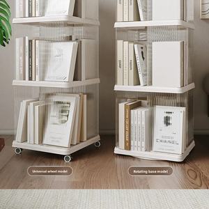 رف كتب دوار للأطفال بزاوية 360 درجة من الأرض إلى السقف، رف تخزين كبير السعة لغرفة المعيشة - Product Image 4