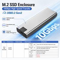 Boîtier SSD M.2 NVMe sans outil 10 Gbit/s Type C PCIe Gen3x2 Boîtier de disque SSD RTL9210 Boîtier portable M08 Max 8 To Aluminium
