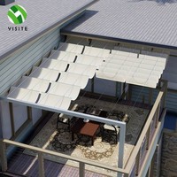 Voile d'ombrage rétractable avec kit d'installation, voile d'ombrage télescopique ondulée, auvent extérieur pour pergola et piscine