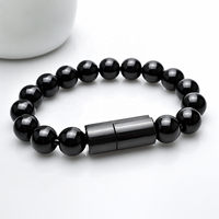 Câble USB Bracelet Portable à Charge Rapide, Cordon de Chargeur USB Type C avec Perles Bouddha