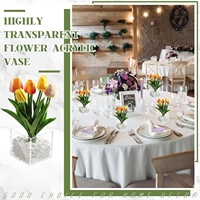 Vase carré en acrylique transparent, forme cube, pièce maîtresse décorative pour mariage, maison, bureau, décoration florale