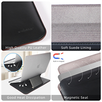 Nouveau Style PU cuir pochette pour ordinateur portable pour Macbook Pro 13 pouces pochette pour ordinateur portable sac en cuir avec support