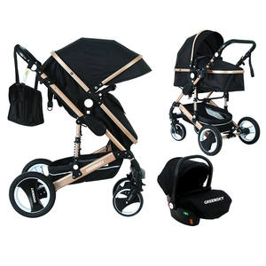 Poussette de luxe 3-en-1 pliable en coton avec siège auto et nacelle pour bébé de 0 à 3 ans - Product Image 1