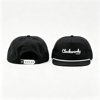 Casquette Snapback non structurée à 5 panneaux avec broderie personnalisée, en nylon noir, avec boucle arrière en plastique bicolore