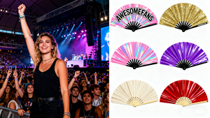 Abanico de Mano Personalizado de PVC, Plástico, Hecho a Mano, para Festivales de Música, Iridiscente, Brillante, con Logotipo Personalizado, Tamaño Personalizado, Recuerdo Artístico - Product Image 3