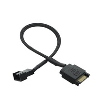 Cable adaptador divisor de alimentación de cobre con funda para ventilador SATA 3/4 pines, 15 pines SATA 1/2/3/4/5 TX3/TX4 PWM 12V, cable en Y para enfriador de caja de PC