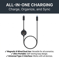 Cable USB 2 en 1 TKT, Multifuncional, Duradero, Carga Rápida de 100W, Cable Magnético Tipo-C, Adaptador de Carga para Reloj Inteligente