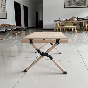 1196, <span class=keywords><strong>tavolo</strong></span> da Picnic da campeggio portatile in <span class=keywords><strong>legno</strong></span> di faggio <span class=keywords><strong>grezzo</strong></span> arrotolare all'aperto tavoli da pranzo da campeggio con borsa per il trasporto senza vernice - Product Image 4