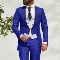 HD173 düğün takım elbise erkekler için özel yapılmış 2022 sabah akşam yemeği parti Tailcoat 3 parça erkekler Slim Fit takım elbise kraliyet mavi damat smokin