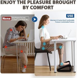 Reposapiés ergonómico ajustable con rodillo de masaje, almohada cómoda para reposapiés para uso en Escritorio de oficina, taburete de pie de escritorio de calidad Premium - Product Image 5