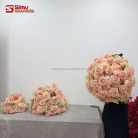 Bola Bunga Mawar Buatan Warna Salmon Pink untuk Dekorasi Meja Pernikahan, Ukuran Kustom, Bola Bunga Sutra untuk Acara Pesta dan Perjamuan