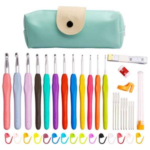 Kit d'<span class=keywords><strong>accessoires</strong></span> de <span class=keywords><strong>tricot</strong></span> et <span class=keywords><strong>crochet</strong></span> DIY portable et simple, 14 pièces, pour débutants, avec crochets en plastique écologiques et fil - Product Image 5