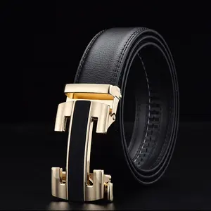 Ceinture en cuir habillée pour homme Style H avec plaque boucle largeur 38mm pour le jour de Noël