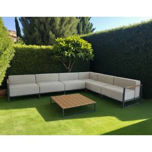 Lounge da giardino modulare in alluminio antracite e polywood - Product Image 1