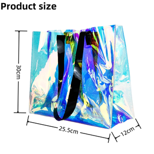 Grand sac fourre-tout holographique brillant en PVC avec poignée, parfait pour les emballages cadeaux, les festivals, les anniversaires, les mariages et les achats. - Product Image 6