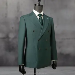 Double-Breasted Men's Suit - Six-Button Elegance With Wide Notch Lapel