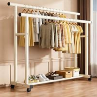Perchero Metálico de Pie para Trajes, Perchero de 2 Niveles de Gran Capacidad, Doble Uso para Secado y Almacenamiento