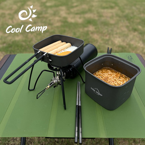 Pot carré de camping en plein air 2,0-3,0 L en alliage d'aluminium anodisé, ensemble de cuisine portable pour la randonnée, la pêche et le cyclisme - Product Image 5