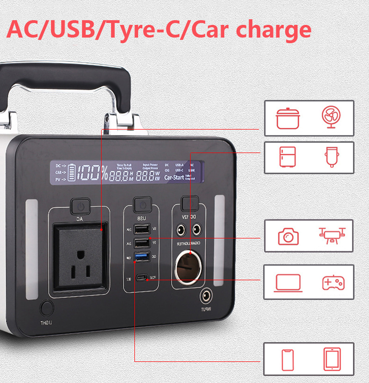 Solar Charging Outdoor Portable Power Station 500W With PD60W