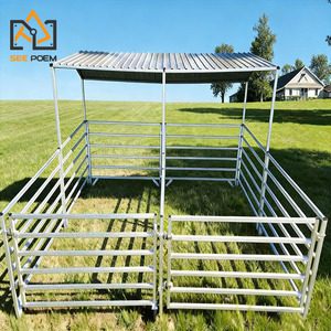 Nave Prefabricada <span class=keywords><strong>de</strong></span> Acero para Ganado/Aves/Ovejas/Cabras/Perros/Conejos, Refugio Exterior para Caballos con Techo, Equipo Equino - Product Image 3