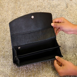Vintage Fashionable Bohemian Hand-Tooled Geometric Carved 100% Genuine Leather Long Anti-Theft Button Closure Clutch Hand <b>Wallet</b> - Product Image 3
