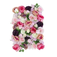 FPS033 Option panneau de fleurs murales 3D artificielles en tissu rose réaliste pour la fête des mères ou les décorations de la rentrée