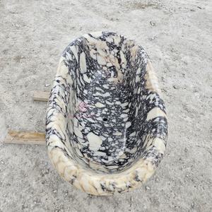 カスタムCalacatta Viola大理石バスタブ手作り天然石浴槽現代的なバスルームデザイン - Product Image 2