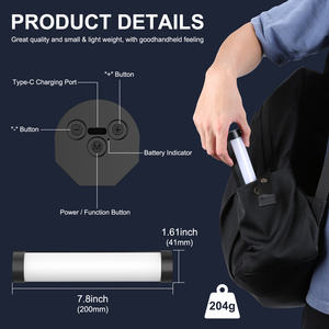 NOUVEAU LUXCEO V8 Portable USB Rechargeable Studio Film Photography Lighting RGB LED Video Light Wand for Video Photo Yutube Vlog - Product Image 5