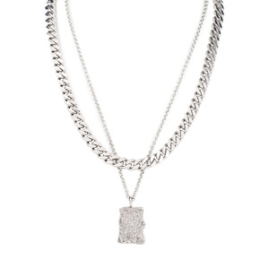 จี้รูปทรงเรขาคณิตไทเทเนียมสตีลแบบยูนิเซ็กซ์ สร้อยคอคิวบันสองชั้น สร้อยคอแฟชั่นแบบโชคเกอร์ - Product Image 5