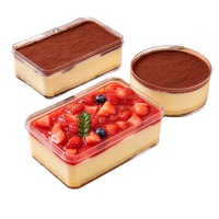 Boîte alimentaire carrée transparente en acrylique PS de haute qualité, de qualité alimentaire, personnalisable, pour desserts, biscuits, tiramisu, gâteaux, recyclable