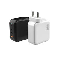 Charger Desktop GaN 100w Colokan India Tipe C USB-A, Charger Dinding 2 Tipe C 1 USB-A, Adaptor Daya