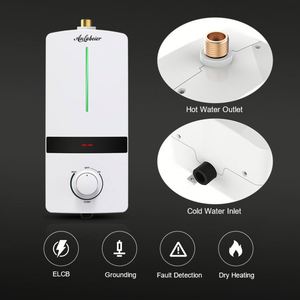 Pantalla LED blanca personalizable, interruptor de perilla de calentador de agua eléctrico, géiser doméstico de tamaño pequeño, protección de seguridad en inglés - Product Image 5