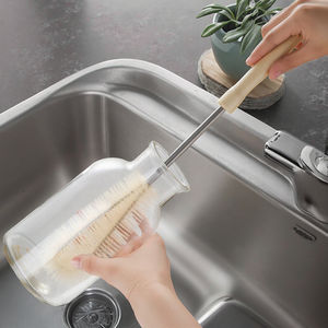 Brosse <span class=keywords><strong>de</strong></span> nettoyage <span class=keywords><strong>de</strong></span> petite tasse en bois à long manche conçue spéciale éponge élégante pour mélangeur et biberon - Product Image 4