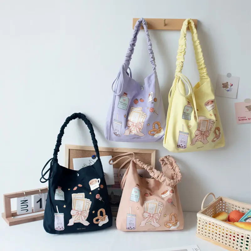 Hot Selling Factory Großhandel Cartoon Muster Leinwand Lady Bag Einkaufstasche, Canvas Fashion Bag Custom