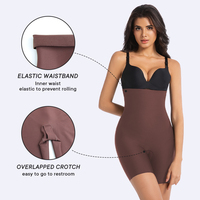 Body gainant amincissant pour grandes tailles, à buste ouvert et mi-cuisse, avec bretelles réglables, en Spandex/Nylon, maintien ferme