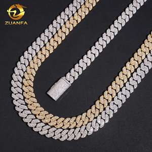 Promotion Chaîne cubaine 10 mm à 3 rangs en laiton, style Hip Hop, entièrement sertie de moissanite, collier Miami <span class=keywords><strong>Cuban</strong></span> pour rappeur - Product Image 4