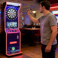 Nouvelle version Leo DARTS Machine à fléchettes à monnayeur en acier inoxydable pour bars et sports, avec coffret en bois, machine d'amusement universelle
