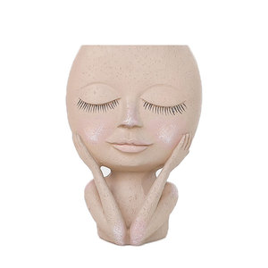 <span class=keywords><strong>Vaso</strong></span> Decorativo Moderno per Casa e Giardino, Simpatico <span class=keywords><strong>Vaso</strong></span> a Forma di Testa in Resina <span class=keywords><strong>con</strong></span> Foro di Drenaggio, <span class=keywords><strong>Vaso</strong></span> a Forma di Viso Femminile - Product Image 1