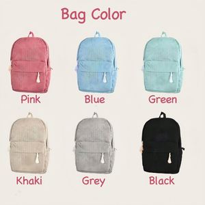 <b>Personalised</b> Cute Casual Corduroy Backpack Embroidery Custom Name for Kids Back School Bag Girls <b>Boys</b> Birthday/Christmas <b>Gift</b> - Product Image 6