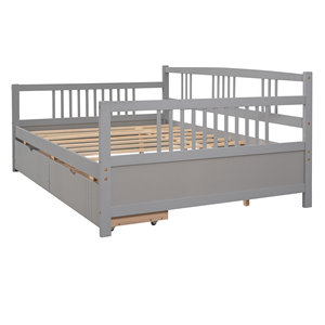 Cama de Madera Tamaño Completo con Dos Cajones, Cama Infantil Gris con Almacenamiento - Product Image 6