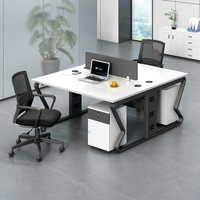 Cubículo de oficina moderno para 2 y 4 personas, Aluminio en forma de L, cubículo moderno, estación de trabajo de oficina, mesa de madera, escritorio de partición de oficina