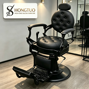 Fauteuil de Barbier Classique Noir, Vert et Or Z Factory Supply, Chaise Inclinable Hydraulique Vintage pour Salon de Coiffure - Product Image 1