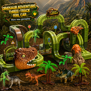 MILI Nouveau Ensemble de Construction Électrique 133 Pièces DIY : Train, Dinosaures et Voitures sur <span class=keywords><strong>Rail</strong></span>, Blocs de Construction Éducatifs pour Enfants - Product Image 2