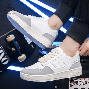 Zapatos Blancos de Moda para <span class=keywords><strong>Hombre</strong></span> al por Mayor, Zapatos de Cuero con Cordones, Zapatos Casuales para Caminar, Zapatos Deportivos Transpirables - Product Image 4