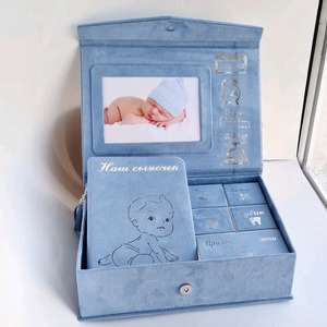 Scatola per album di foto di matrimonio scritta per trasferimento di calore in oro copertura per <span class=keywords><strong>scarpe</strong></span> scatola di ricordi di gioielli per bambini in velluto scatola ricordo - Product Image 6