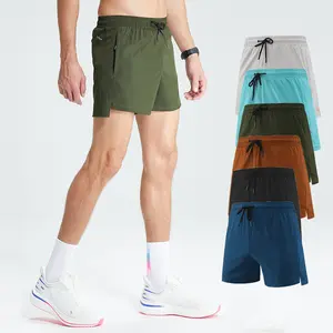 Summer Quick Dry Men Sport Running Shorts Beach Shorts Athletic Jogging Breathable Side Split Gym Fitness Workout Short