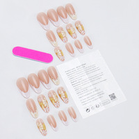 Faux ongles préfabriqués Fresh Daisy, style français color block, motifs floraux peints à la main, très demandés en Asie du Sud-Est