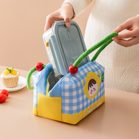 Sac à déjeuner en polyester épaissi à motif de fruits de dessin animé écologique, grande capacité, fermeture éclair, sac isotherme portable, sac à glace