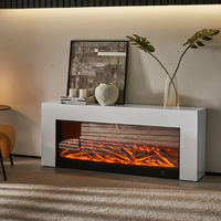 Soporte de TV con Chimenea Eléctrica, Marco de Imitación Mármol, Calefacción Personalizada, Llama Simulada para Sala de Estar, Decoración del Hogar